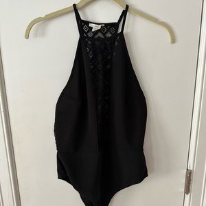 Laced Panel Black Bodysuit- Nordstrom INTU